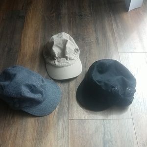 3 women's fashion hats - black gray and tan